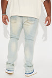 QDBAR Not Too Much Ripped Stacked Skinny Flare Jeans - Light Wash