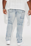 QDBAR Break The Record Stacked Skinny Flare Jeans - Light Blue Wash