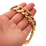 QDBAR Hot Sale New Design Closure Chunky Double Curb Chain Bracelet for Men Gold Color Stainless Steel Male Punk Jewelry