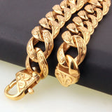 QDBAR Hot Sale New Design Closure Chunky Double Curb Chain Bracelet for Men Gold Color Stainless Steel Male Punk Jewelry