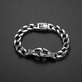 QDBAR Punk Men 316L Stainless Steel Curb Cuban Link Chain Bracelet Totem Knot Charm Wristband Fashion Gift 12mm 22cm