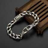 QDBAR Punk Men 316L Stainless Steel Curb Cuban Link Chain Bracelet Totem Knot Charm Wristband Fashion Gift 12mm 22cm