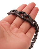 QDBAR Black Tone Stainless Steel Bracelet Men Heavy Wide Mens Curb Chain Link Bracelet 8.66inch
