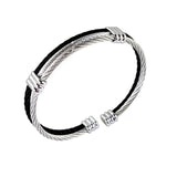 QDBAR New Style 316L Stainless Steel Black Silver Color Wire Cable Chain Mens Womens Bracelet Bangle High Quality