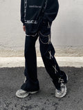 QDBAR Street Fashion Ins Side Strap Split Floor-Length Jeans