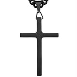 QDBAR Heavy Black Color Big Polished Cross Pendant Necklace Stainless Steel Curb Chain For Men Women Gift