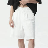 QDBAR Men's Wide Leg Shorts Solid Color Male Straight Leg Pants Loose Casual Summer 2024 Fashion Zipper Pocket New 9C5409