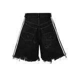 QDBAR Black Hip-hop Hole Beggar Jeans Shorts Men's American Street Washed Old Loose Five-part Pants Streetwear Men Y2k Clothes Pants
