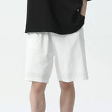 QDBAR Men's Wide Leg Shorts Solid Color Male Straight Leg Pants Loose Casual Summer 2024 Fashion Zipper Pocket New 9C5409