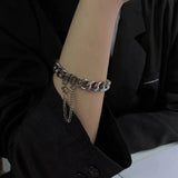 QDBAR Kpop Stainless Steel Metal Chains Bracelet For Women Men Punk Sliver Cuban Link Chain Wristband Bracelet Classic Charms Jewelry