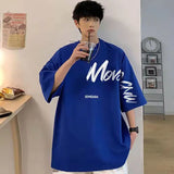 QDBAR Korean high street retro trendy letter printed short-sleeved T-shirts for men and women loose casual casual couple fashion tops