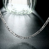 QDBAR 925 Silver 4mm Figaro Chain Necklace For Women Men Long Necklace Hip Hop Jewelry Gift