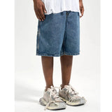 QDBAR Washed Jorts Summer Denim Shorts Men Retro Blue Shorts Mens Japanese Streetwear Hip Hop Loose Straight Jeans Shorts