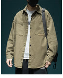 QDBAR Autumn Men's Long Sleeve Cargo Shirt Casual Korean Fashion Oversize Blouses Hombre 2024 New High Street Y2K T Shirt Baggy Jacket