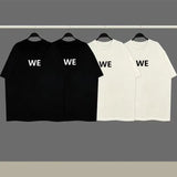 QDBAR 2024 summer WE niche trendy brand American summer pure cotton design men Korean version black short-sleeved couple y2k T-shirt
