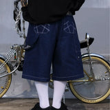 QDBAR Oversized Jorts Summer Jeans Shorts Men's Wide Leg Baggy Y2K Denim Shorts