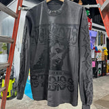 QDBAR Gothic Punk Style Graphic Print Long-sleeved Y2K Harajuku Street Trend Oversized T-shirt Men American Retro Casual Cotton Top