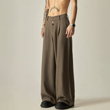 QDBAR Spring Autumn Long Loose Casual Black Baggy Wide Leg Pants Men with Colorful Buttons Luxury Designer Emo Clothing