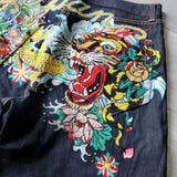 QDBAR Y2k Shorts Loose Wide Leg Jean Hip Hop Punk Oversized Graphic Shorts 2025 New Harajuku Fashion Gym Shorts Personality Streetwear