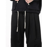 QDBAR Black Straight Button Slacks