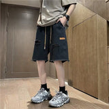 QDBAR American high street retro raw edge ripped denim shorts men's summer thin fashion brand trend handsome five point pants y2k tops