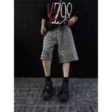 QDBAR American retro leopard print camouflage casual men shorts Y2k Trendy brand Harajuku straight leg men and women pants