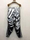 QDBAR Spring Colored Loose Shiny Reflective Patent Faux Leather Harem Pants Men Luxury Designer Y2K Clothes Trousers 2025