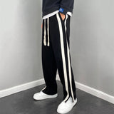 QDBAR Thickened Striped Slit Wide-leg Straight Pants