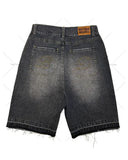 QDBAR New Retro Embroidered Washed Large Size Men Denim Shorts Gothic Harajuku Y2K Fashion Men and Women Punk Shorts