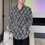 QDBAR Geometric Pattern Loose Long Sleeve Shirt