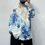 QDBAR Slanted Placket Large Floral Print Shirt