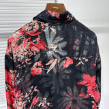 QDBAR Slanted Placket Large Floral Print Shirt