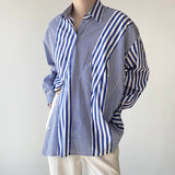 QDBAR Irregular-panel Slanted Striped Shirt