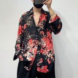 QDBAR Slanted Placket Large Floral Print Shirt