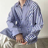 QDBAR Irregular-panel Slanted Striped Shirt