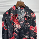 QDBAR Slanted Placket Large Floral Print Shirt