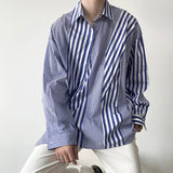 QDBAR Irregular-panel Slanted Striped Shirt