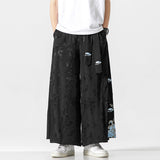 QDBAR Cotton and Linen Loose Embroidered Wide-leg Pants