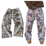 QDBAR 90s Streetwear High Street Hip Hop Camo Sweatpants Gothic Retro Stripe Graphic Baggy Casual Y2K Pants Elastic Waist Jogging Trousers Streetwear