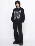 QDBAR 【Mz】washed Butterfly Long-Sleeved T-Shirt Na1475