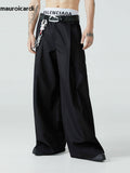 QDBAR Spring Autumn Long Loose Casual Baggy Flowy Soft Black Pleated Wide Leg Pants Men Luxury Designer Emo Clothing 2025