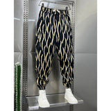 QDBAR Striped Printed Cropped Harem Pants