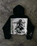 QDBAR Streetwear Gothic Knitted Hood Mens Womens Clothing Tops Harajuku Retro Graphic  Patchwork Fashion Oversized Knitted Sweatshirts