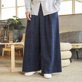 QDBAR Pleated Linen Wide-leg Pants