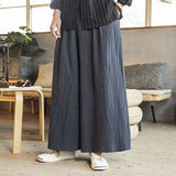 QDBAR Pleated Linen Wide-leg Pants