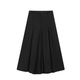 QDBAR Retro Wide Leg Trousers Pleated A-line Culottes