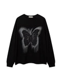 QDBAR 【Mz】washed Butterfly Long-Sleeved T-Shirt Na1475