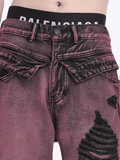 QDBAR Purple vintage washed jeans na1158