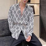 QDBAR Geometric Pattern Loose Long Sleeve Shirt