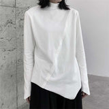 QDBAR Pile Neck Irregular Hem Tops